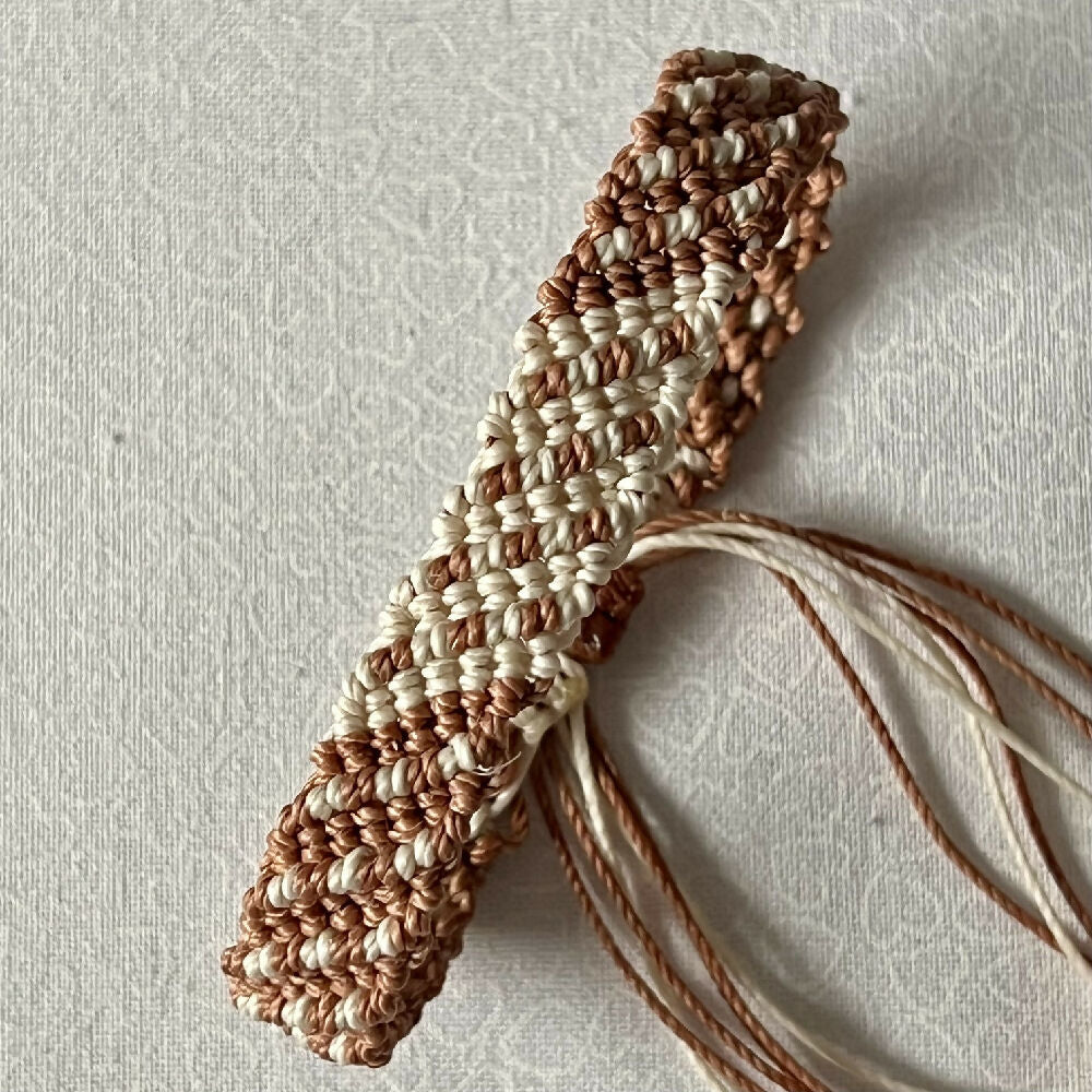 Beige & Brown macrame bracelet +FREE Microfibre Pouch