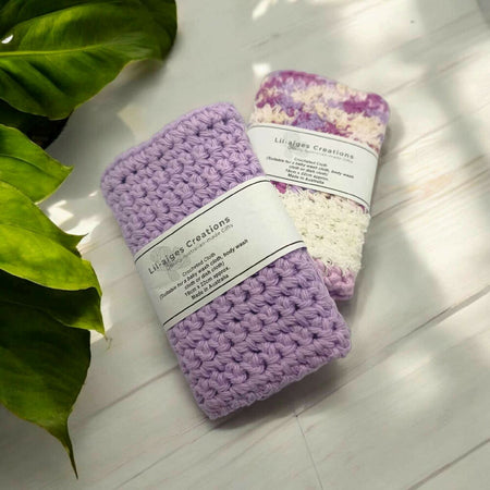 Light Purple Crocheted Wash Cloths, Made in Australia