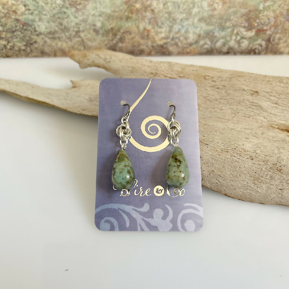 Sterling silver love knot turquoise earrings card