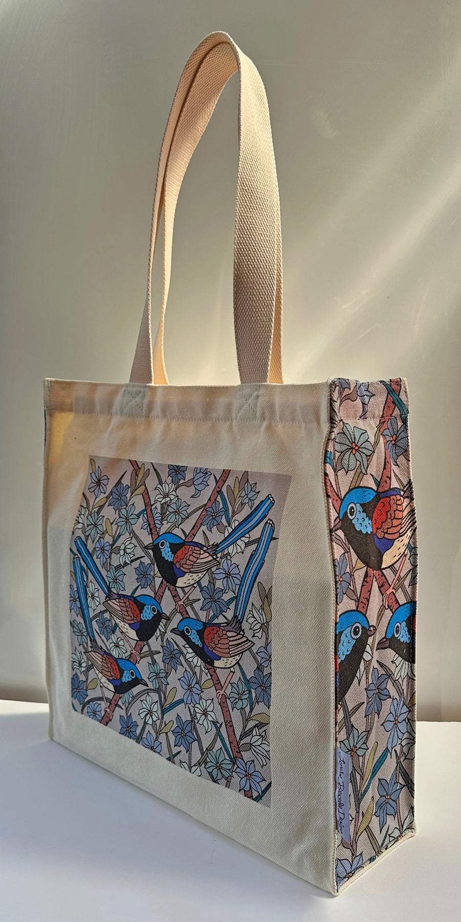 Fairy Wrens Canvas art tote bag - carry or over shoulder