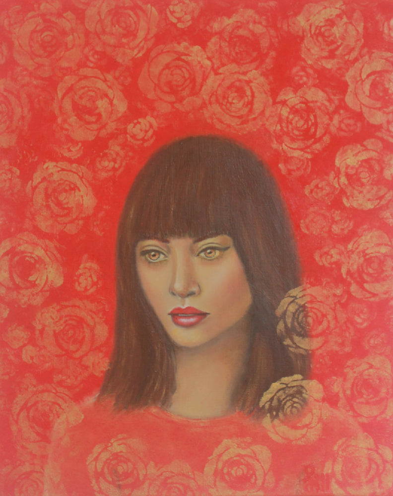 "Rose Light" - portrait of a woman in oil on canvas