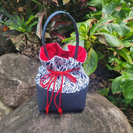 Cork and Cotton Gift Bag - Navy, White and Red