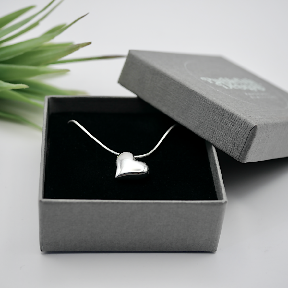 Heart - Handmade Solid Sterling Silver Pendant with Snake Chain | Wedding Pendant