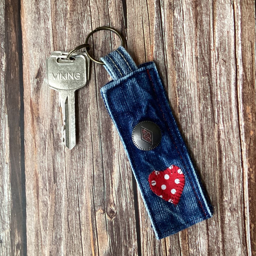 Upcycled Denim Key Ring Fob - Various Designs