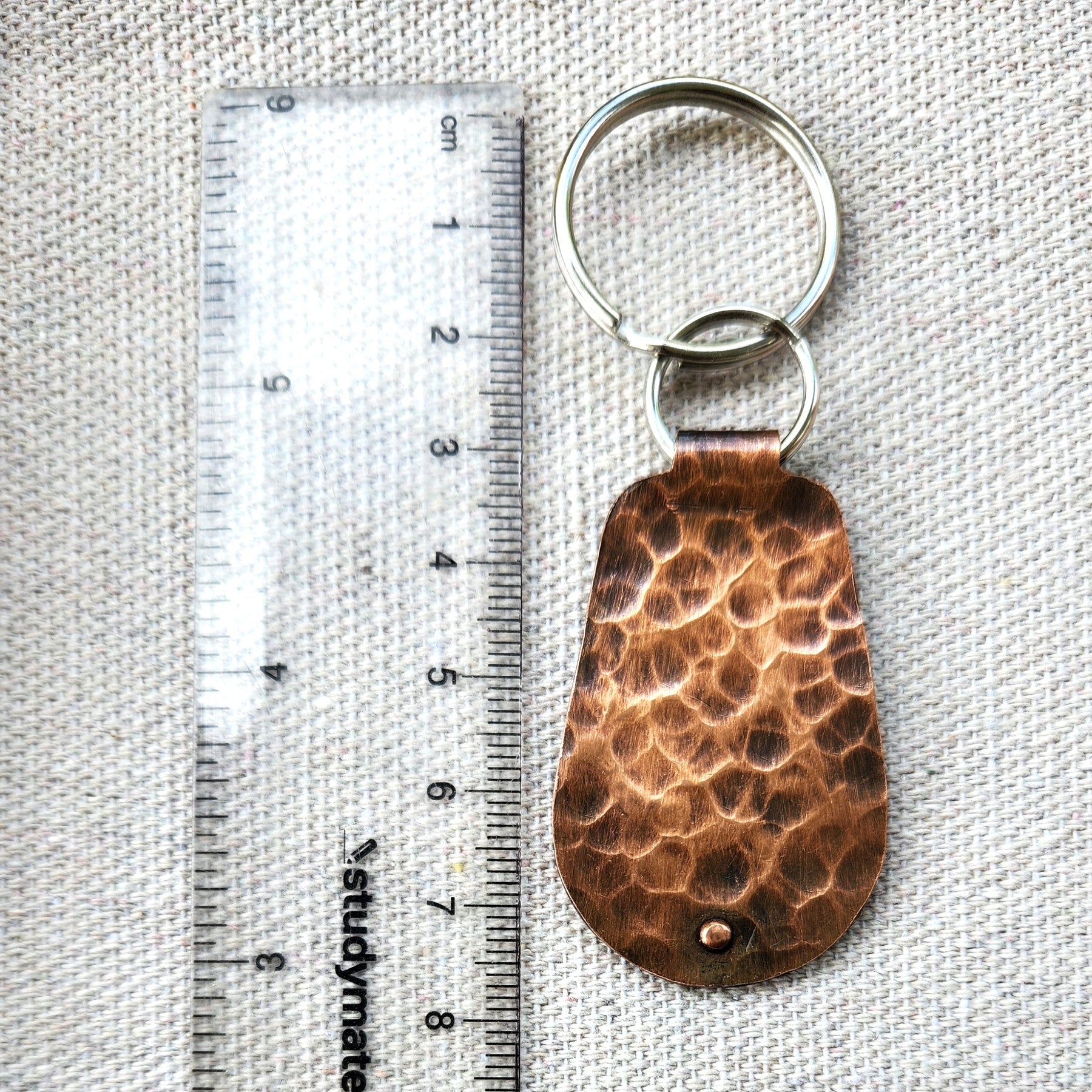 Keyring fobs for him and her - textured copper