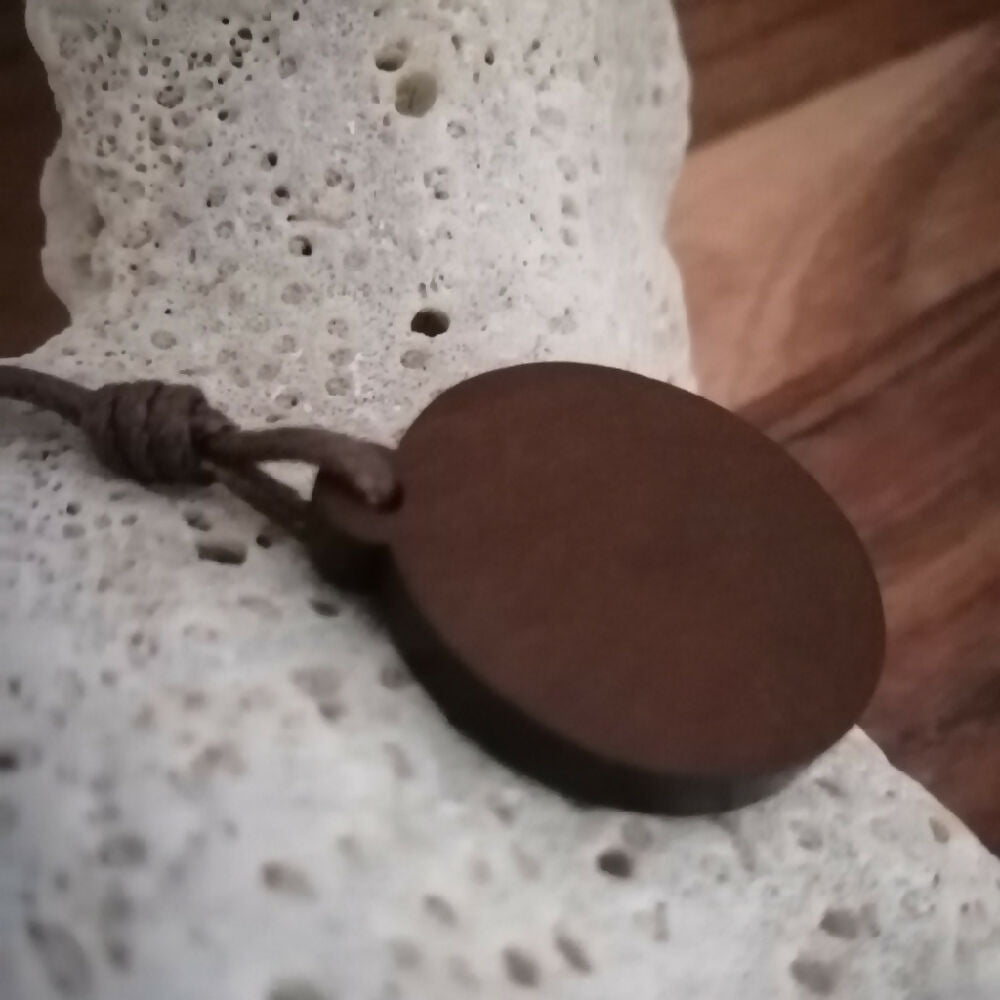 Dark Wood Shattered Eggshell Pendant with Adjustable Cord