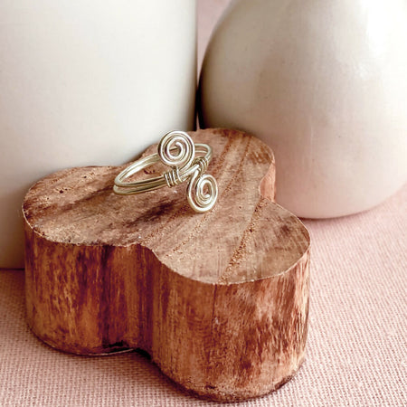 Simply sterling silver double spiral double banded wire ring