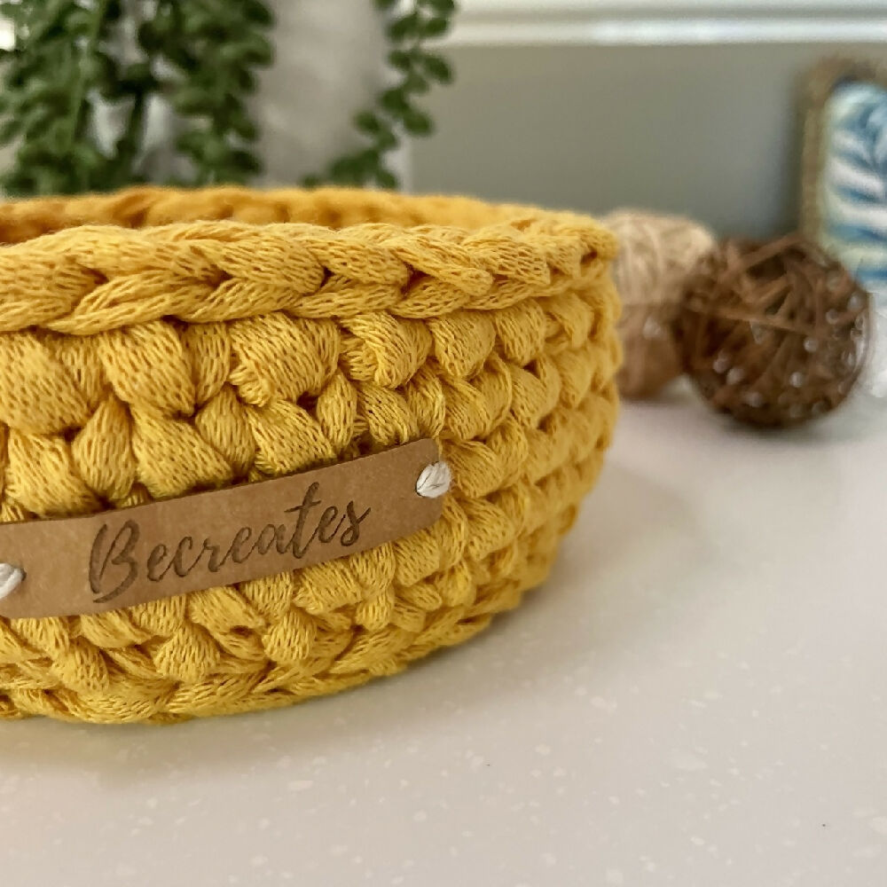 Crochet handmade basket | Home Decor | Mustard Mini