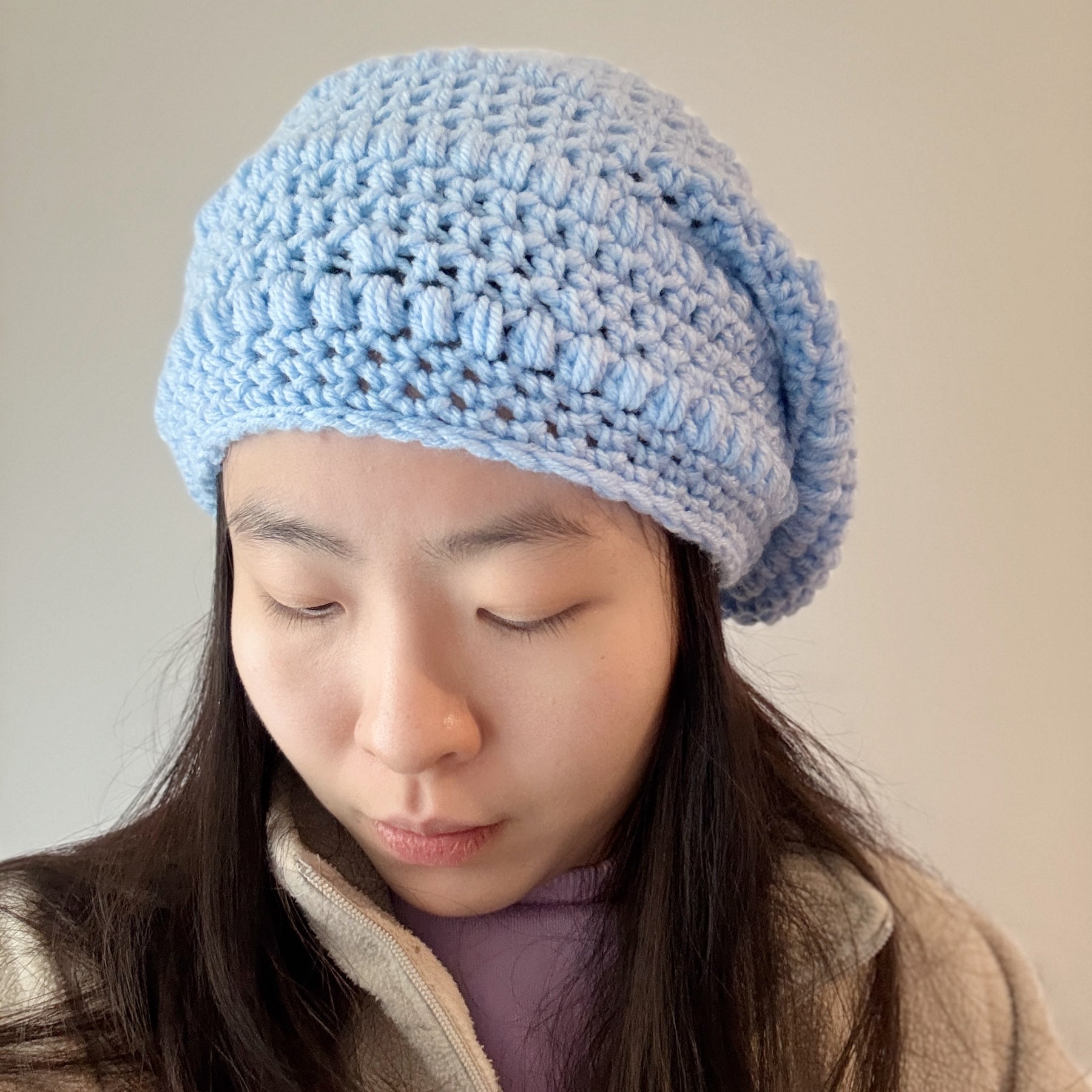 Blue crochet Slouchy Beanie