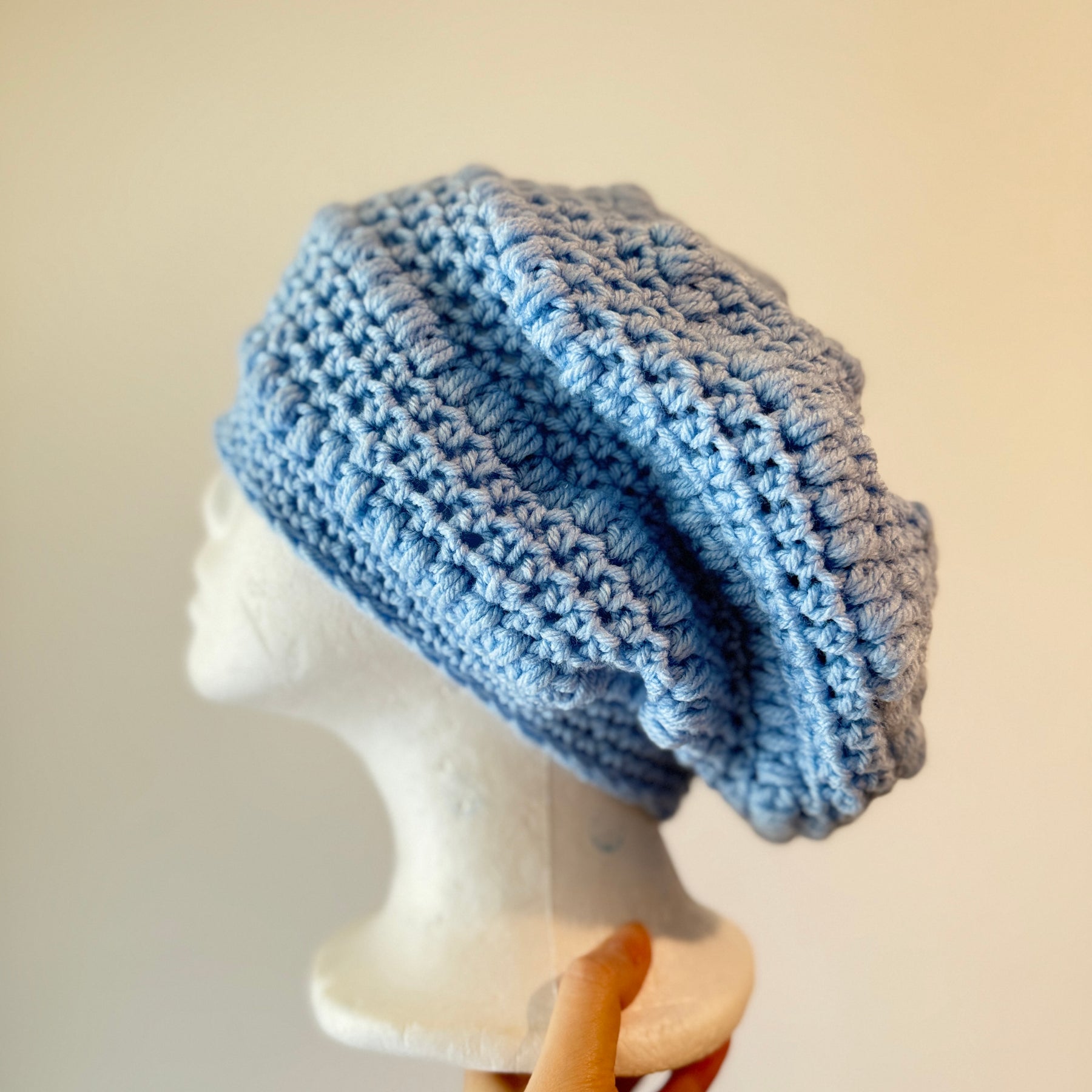 Blue crochet Slouchy Beanie