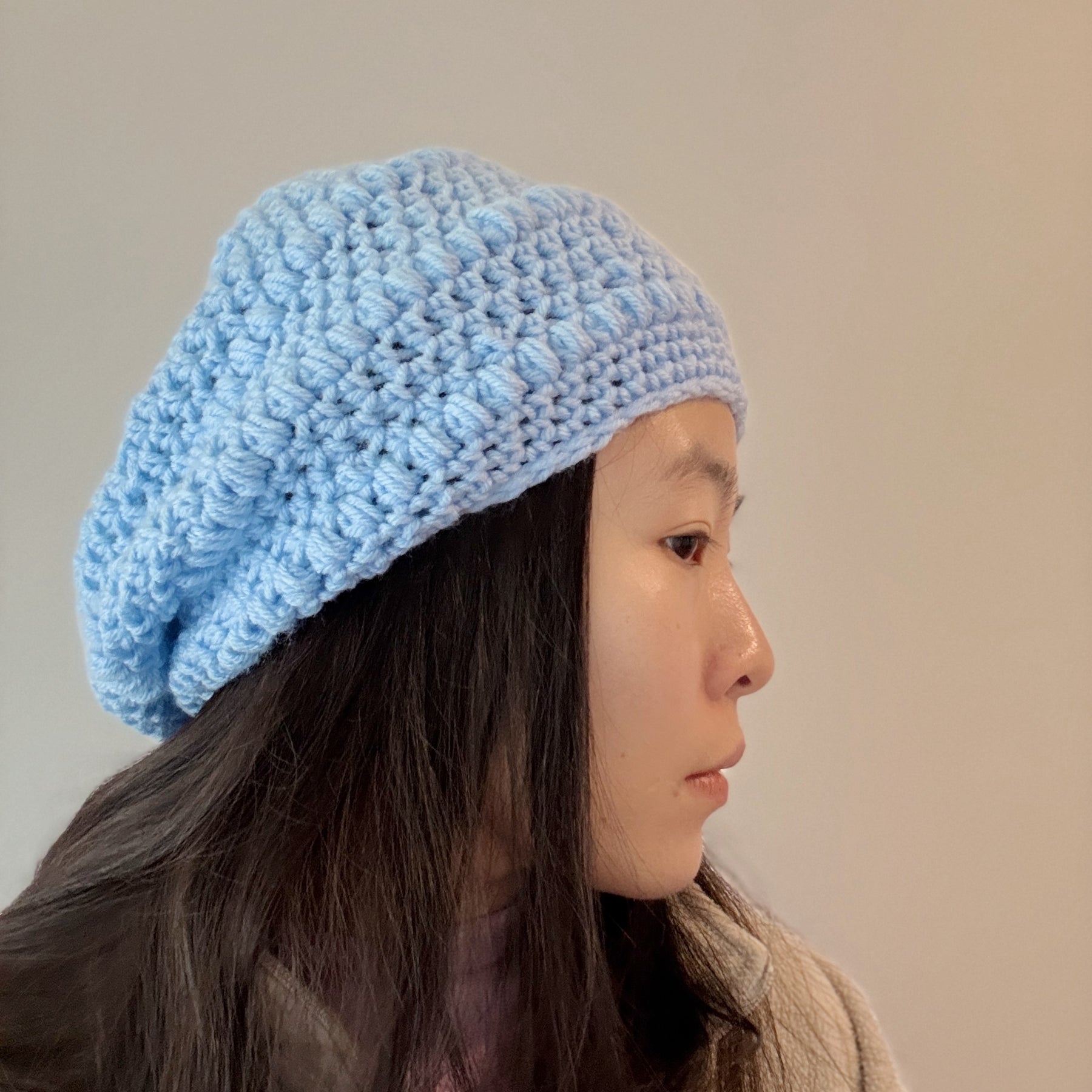 Blue crochet Slouchy Beanie