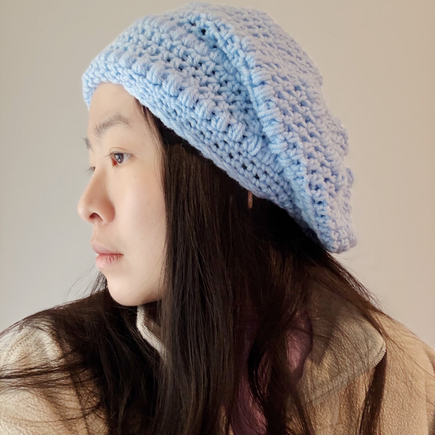 Blue crochet Slouchy Beanie