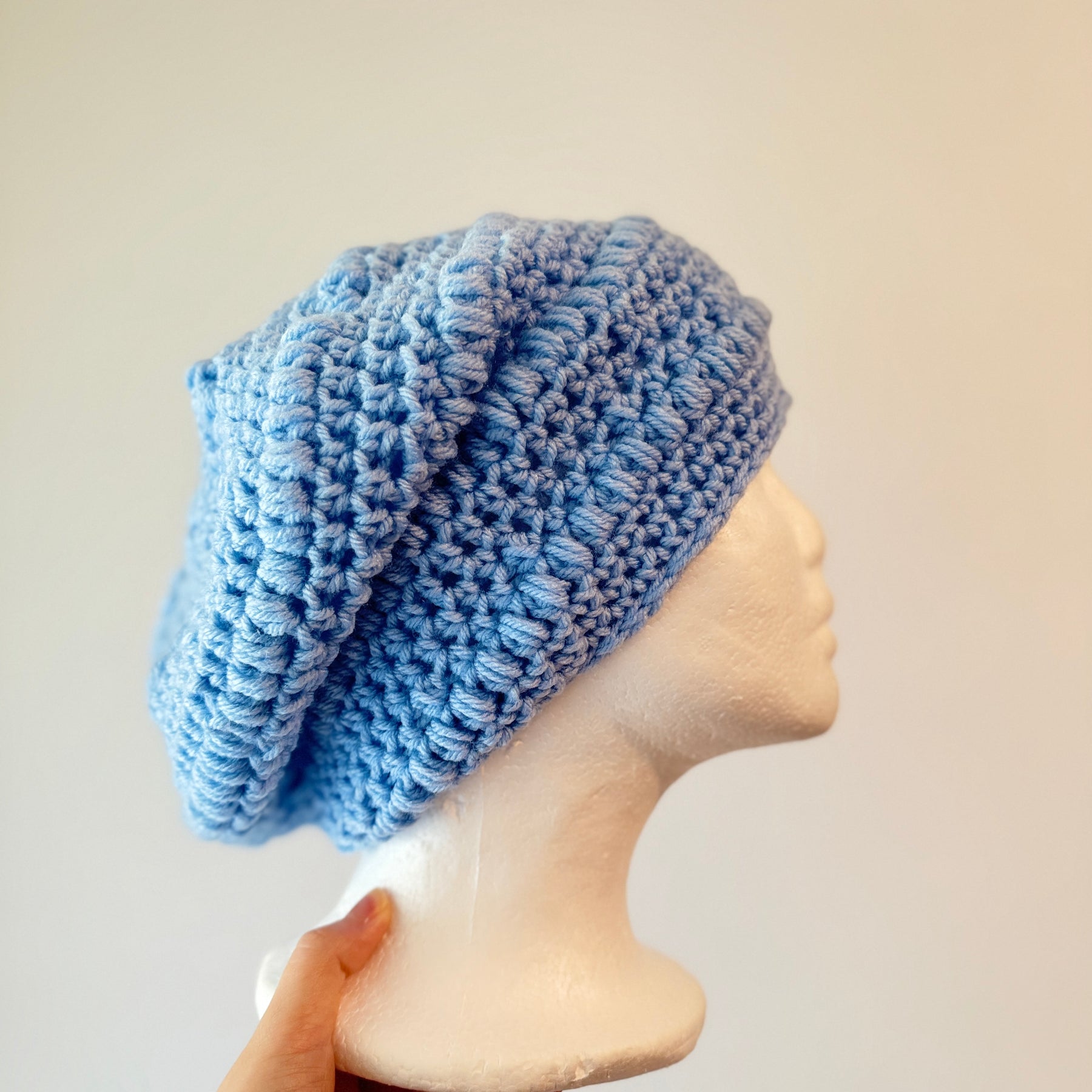 Blue crochet Slouchy Beanie