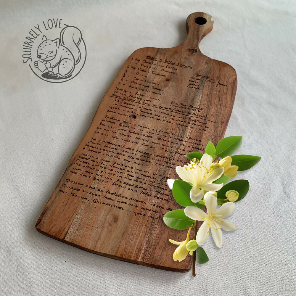 Personalised Engraved Recipe Board | Size: 170 x 320 ex handle