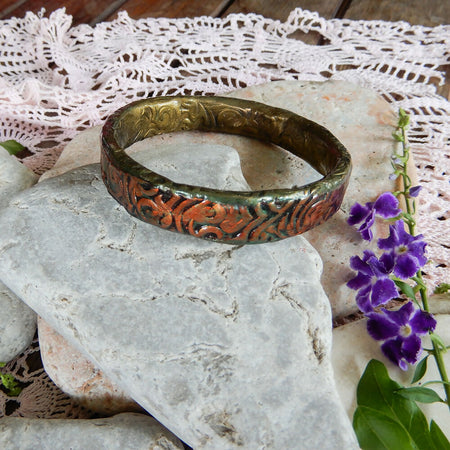 Antique Gold & Bronze Polyme4r Clay Bangle 