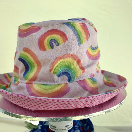 Seconds- XS size summer hat in rainbow fabric