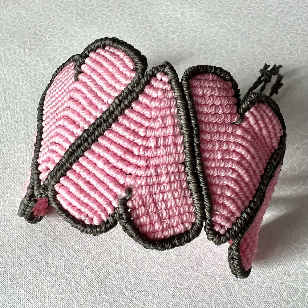 Hearts Micro Macrame Bracelet (XL Size)