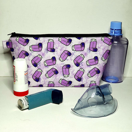 Asthma Puffer Pouch, size XL, Purple Puffers