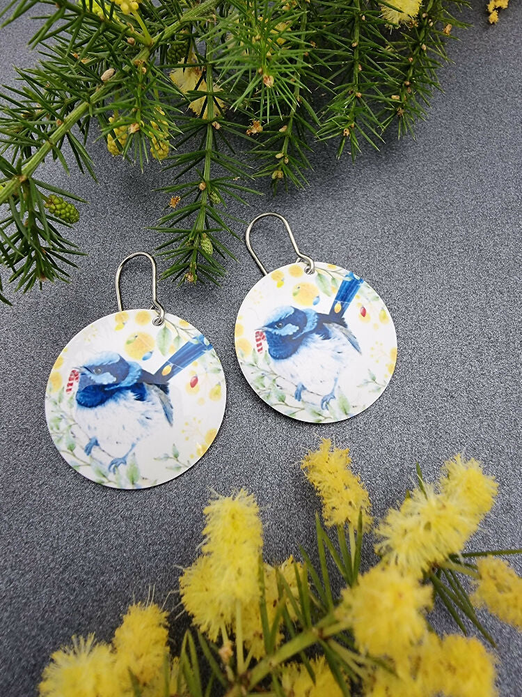 FAIRY WREN AUSSIE CHRISTMAS - earrings