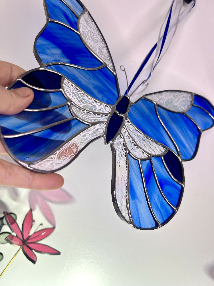 Blue Stainedglass Butterfly