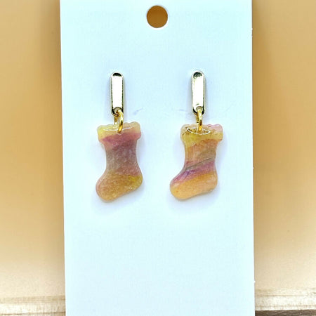 Pastel Christmas Stocking Stud Earrings