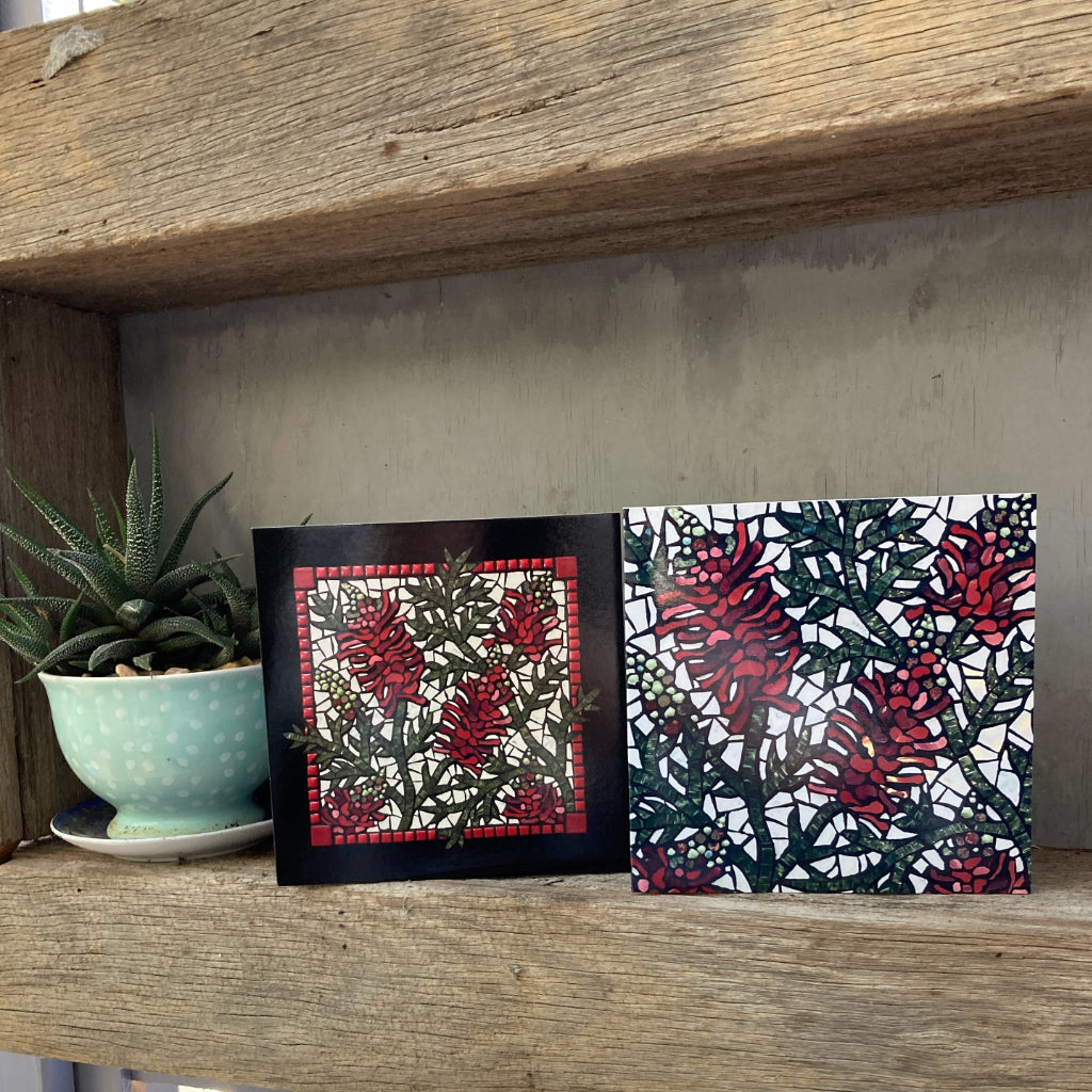 Mosaic Greeting Cards - Set of 4 - Australian Wildflowers
