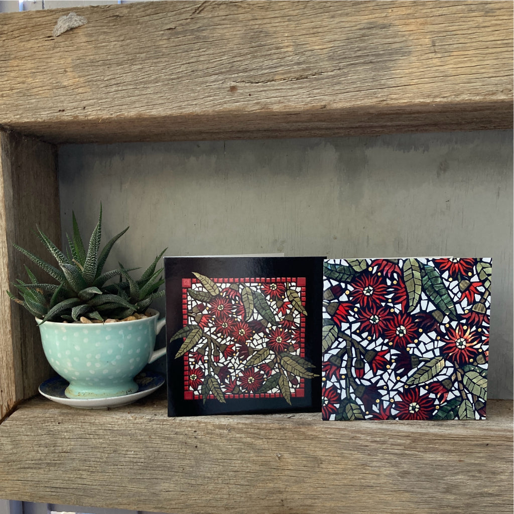 Mosaic Greeting Cards - Set of 4 - Australian Wildflowers