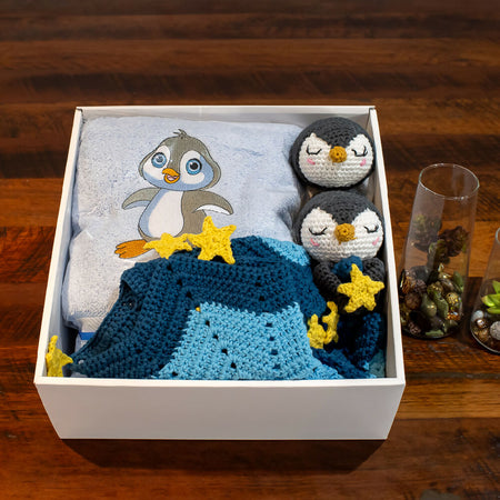 Baby Gift Sets - Lovey, Towel and Rattle - Penguin