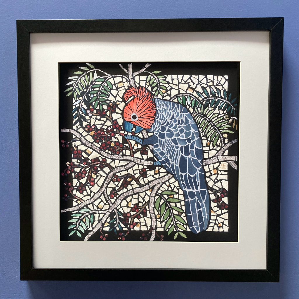 Framed Mosaic 'Gang-gang Cockatoo' Fine Art Giclee Print