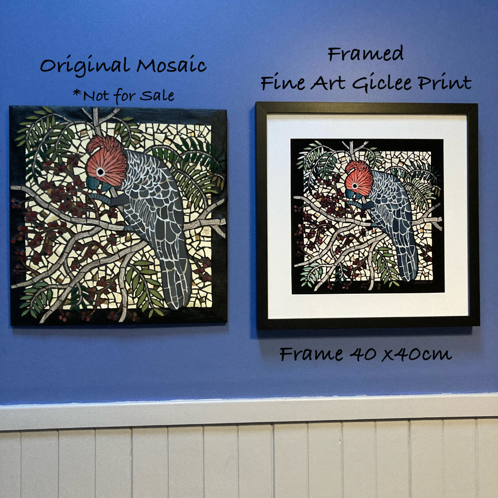 Framed Mosaic 'Gang-gang Cockatoo' Fine Art Giclee Print