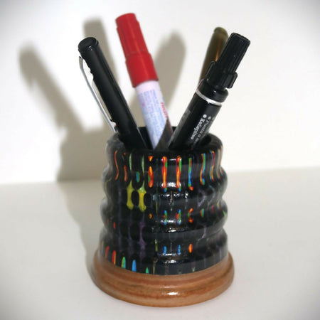 Small Pencil Holder - Black/Rainbow Pencils