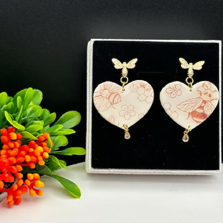 Heart Bee Earrings