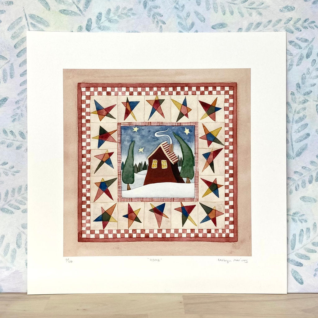 Cosy House in Snowy Forest - Limited Edition Print (s21-home)