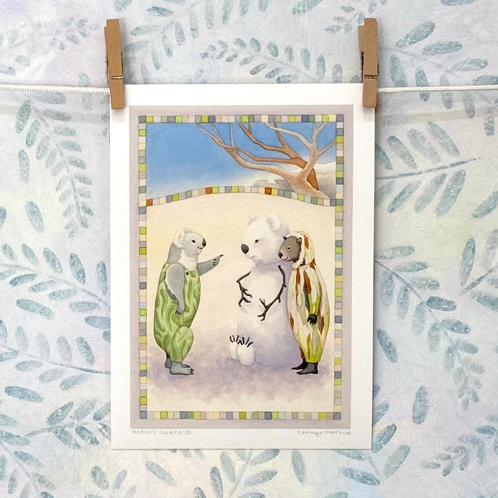 Koala and Wombat - Whimsical Australian Animal Children's Print
