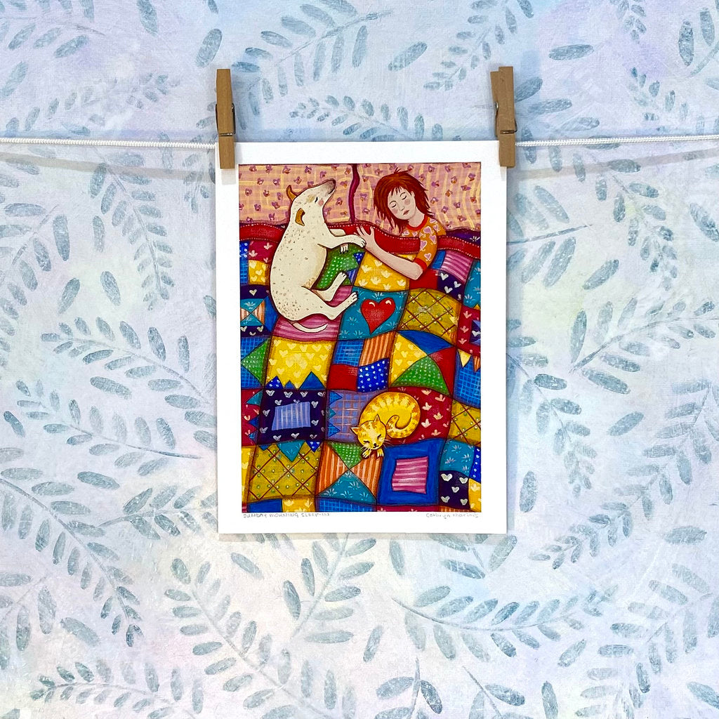 Sleeping Dog and Happy Cat Print for Framing (R5-sund)