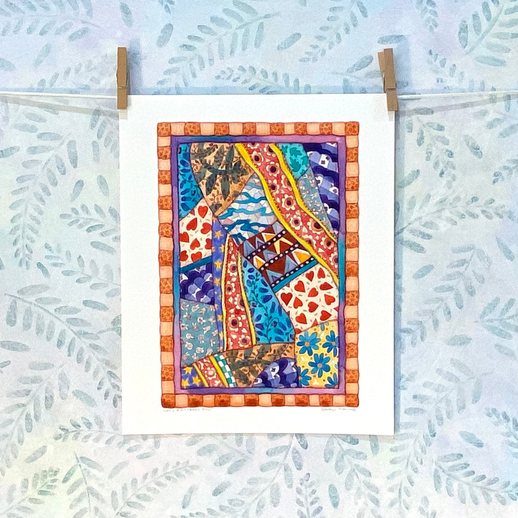 Colourful Patchwork Art Print from an Original Painting