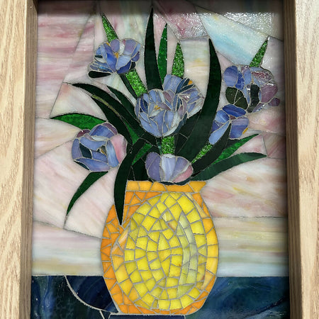 Stained Glass Mosaic Framed Tulip Still Life