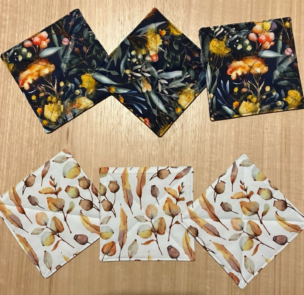 handmade Australian native floral reversible - navy & white