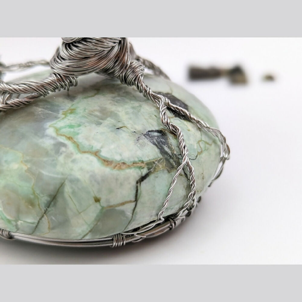 Gemstone tree ~ Serenity moon ~ green moonstone & dragon blood jasper gemstones
