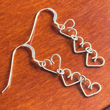 Chain of Hearts sterling silver dangle earrings