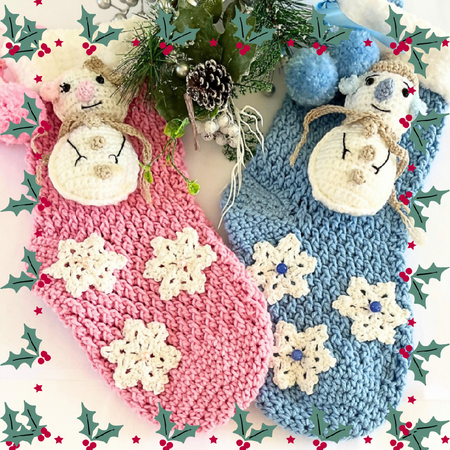 Snowman Crochet Baby Xmas Stocking