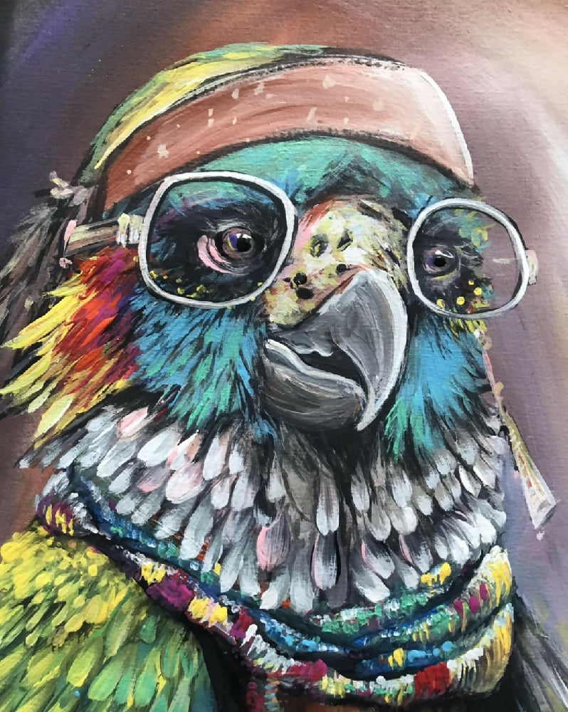 Polly in technicolour, original painting 40x50 cm, ready to hang