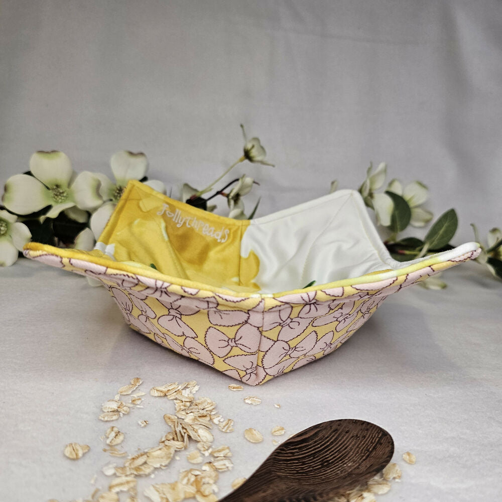 Hot/Cold Cozy Bowl - Pink Bows & Yellow Floral