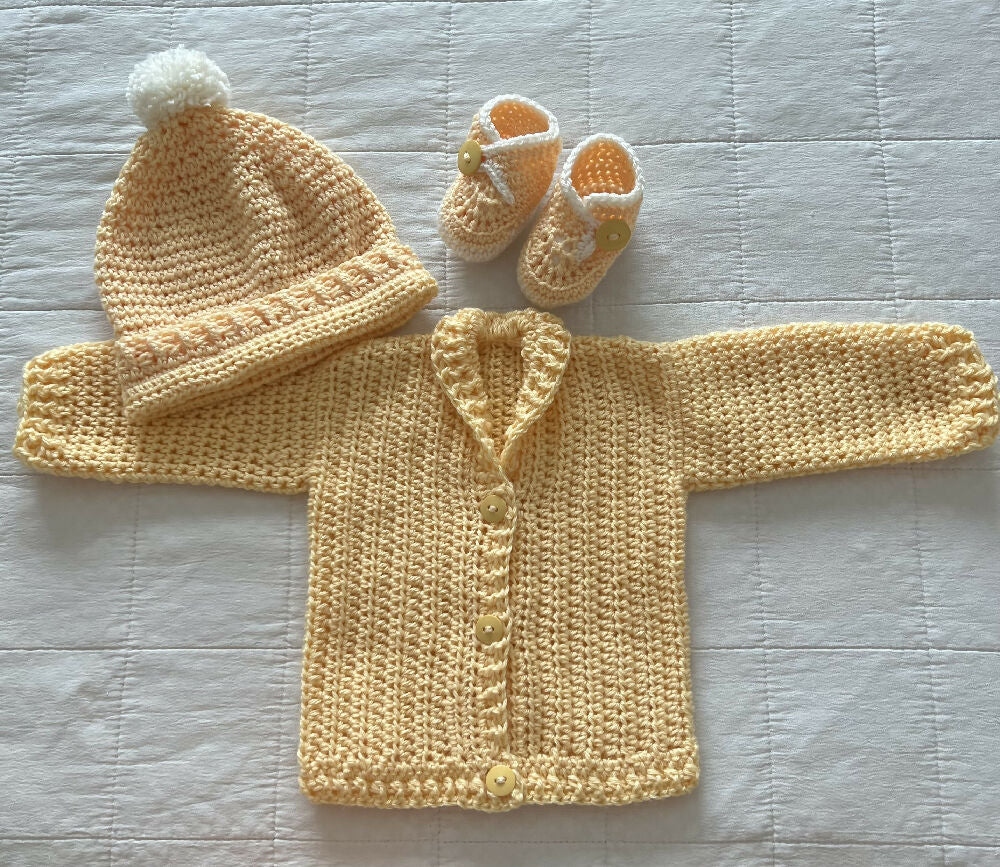 Crochet Cozy Baby Grandpa Jacket Set