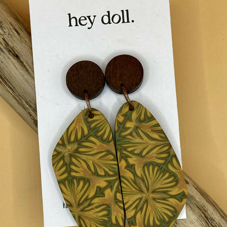Olive and gold XL dangle studs