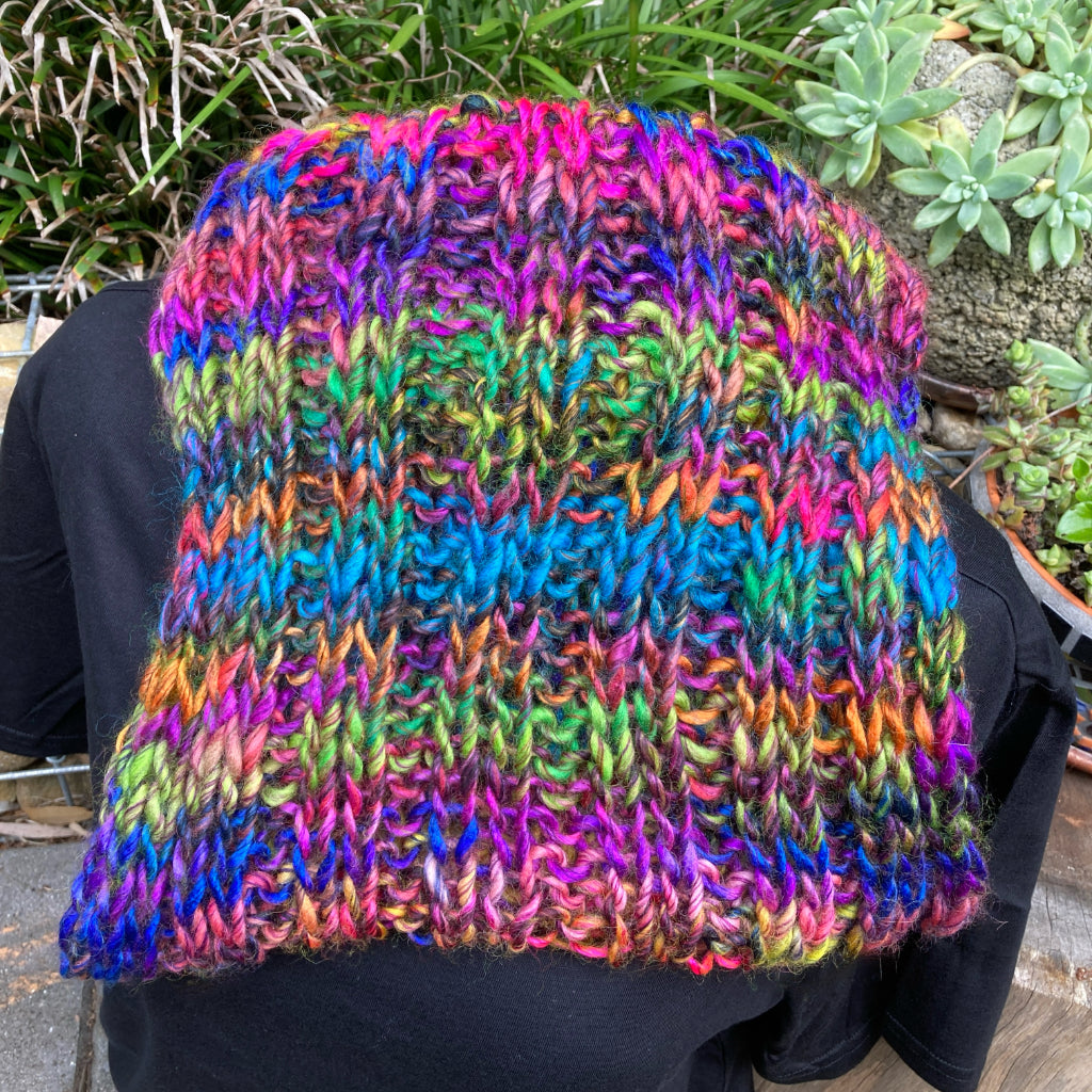 Hand-knitted Cowl - Scarf - Soft and Stretchy - Rainbow Brights