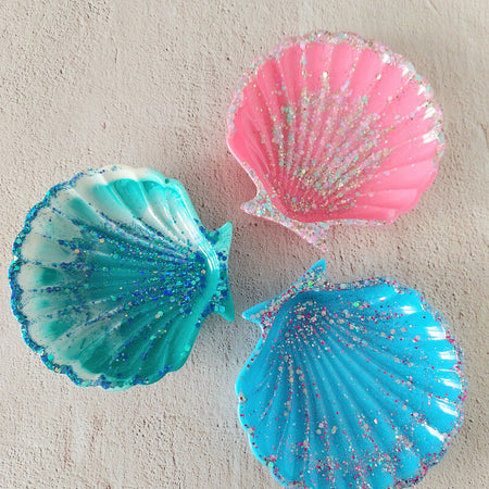 Seashell Glitter Resin Trinket Dish Jewellery Tray