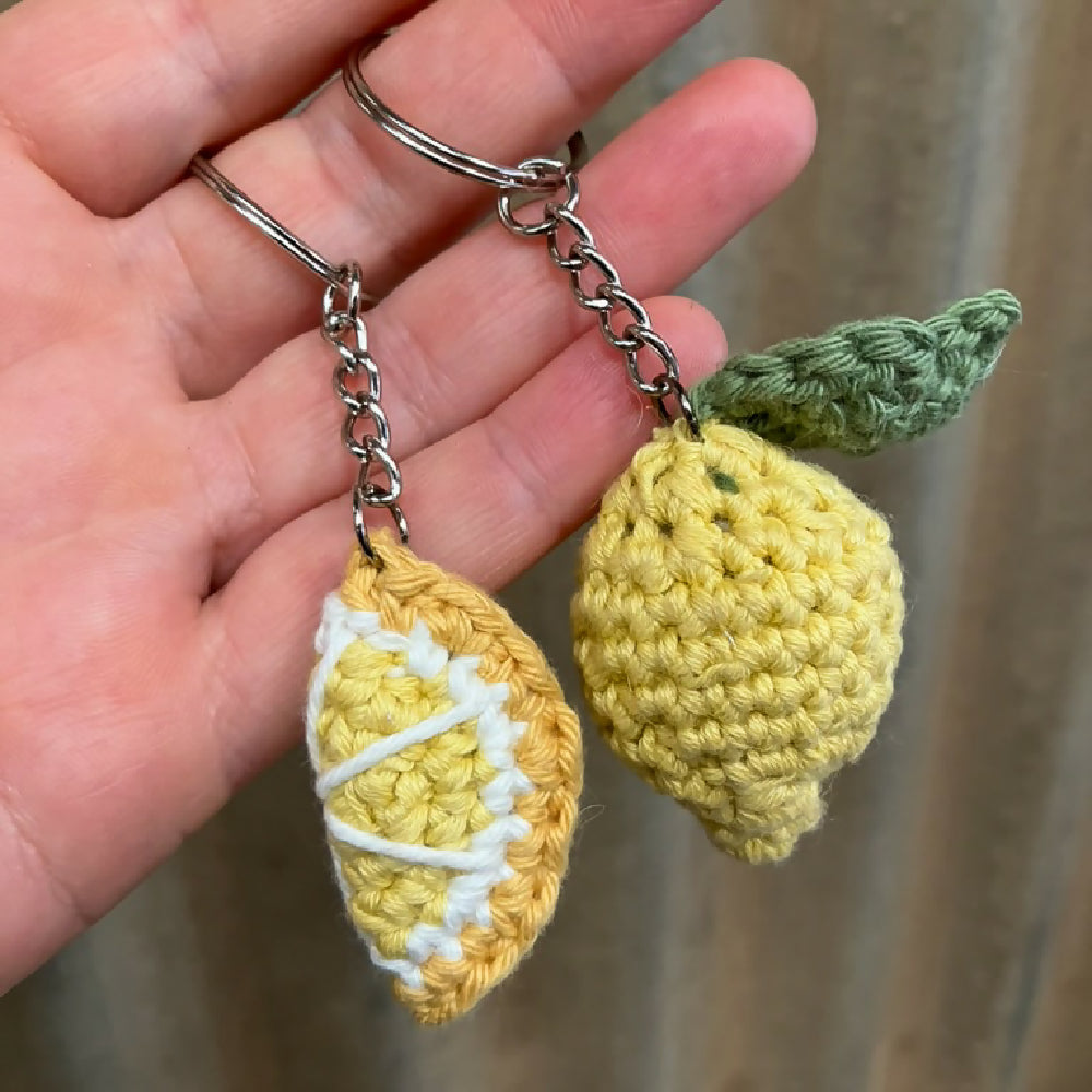 Crochet Cotton Amigurumi Lemon Keyring