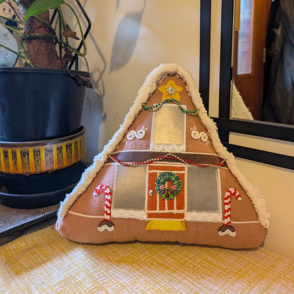 Gingerbread House Christmas Cushion