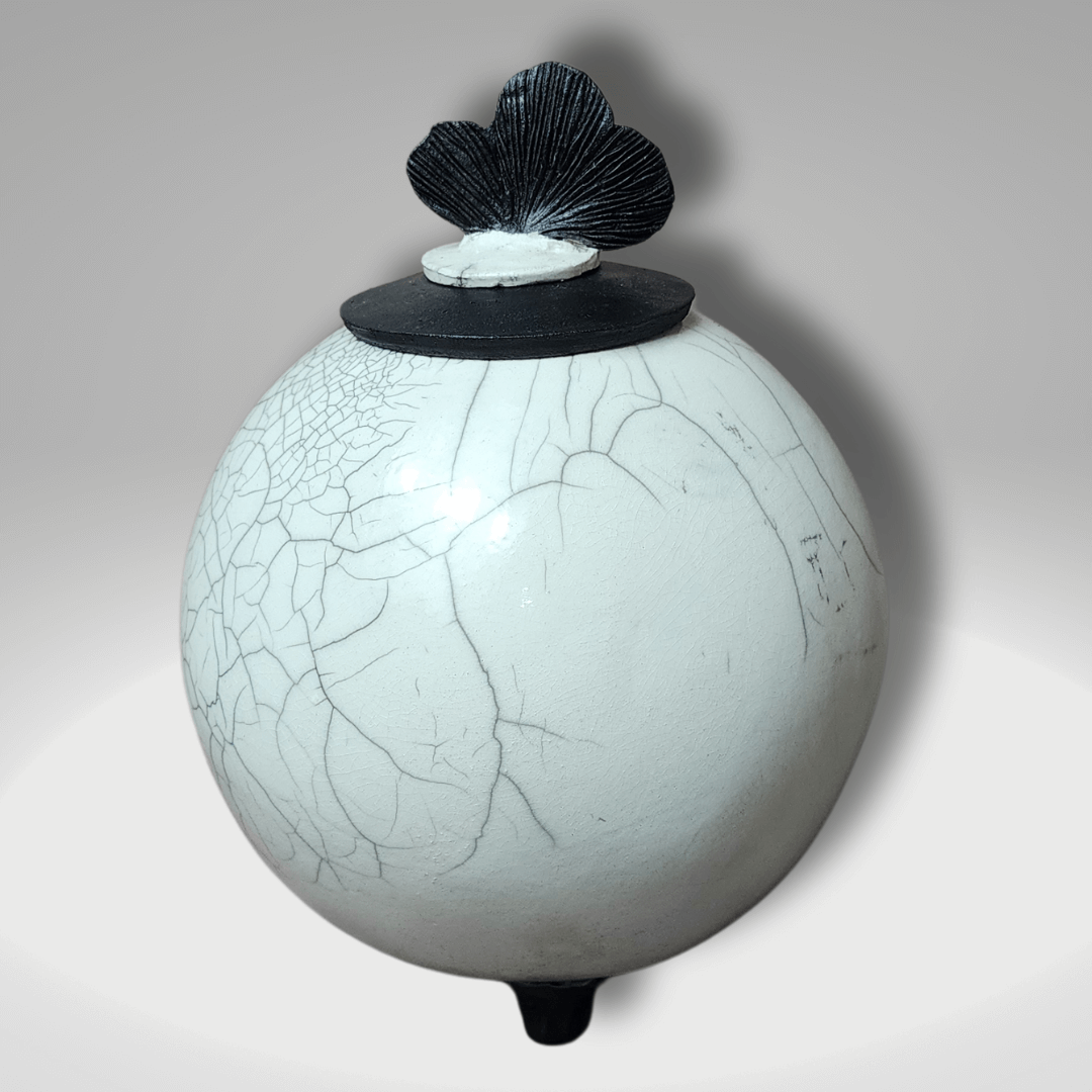 Ginkgo Raku Fired Urn